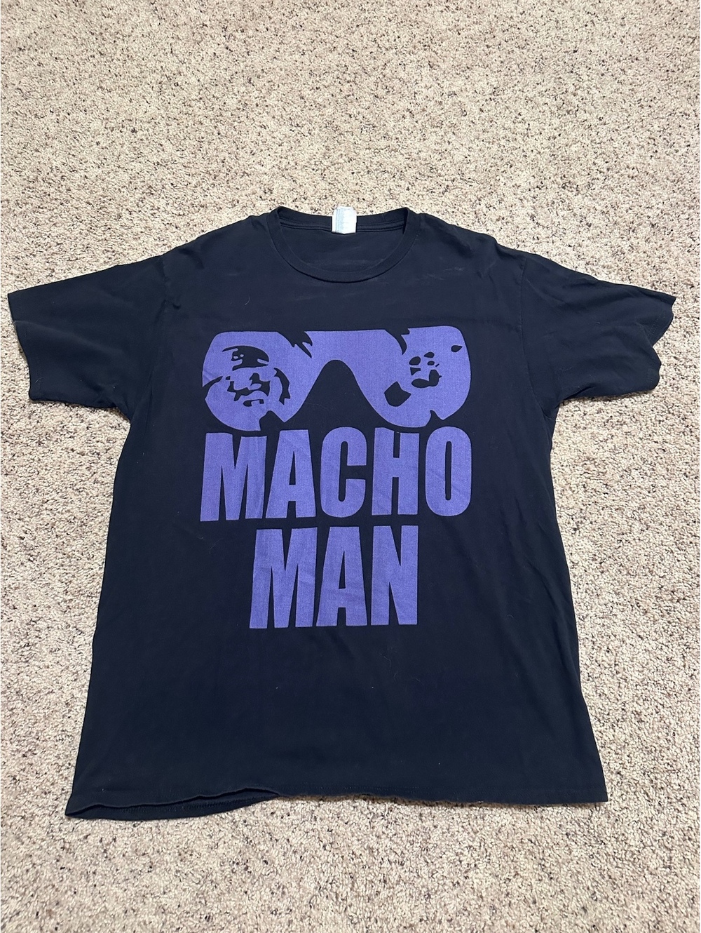 Port & Company Macho Man Graphic T-Shirt Large Black Purple
